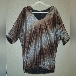 Zara Metallic Women's Tunic Dolman Sleeve Top